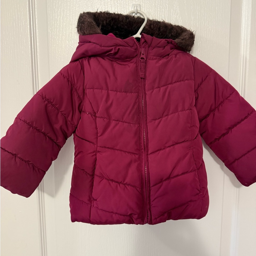 Girls 12-18M Burgundy Puffer Jacket